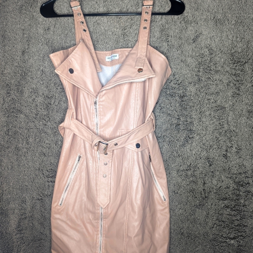Fashion Nova faux leather zip up mini dress